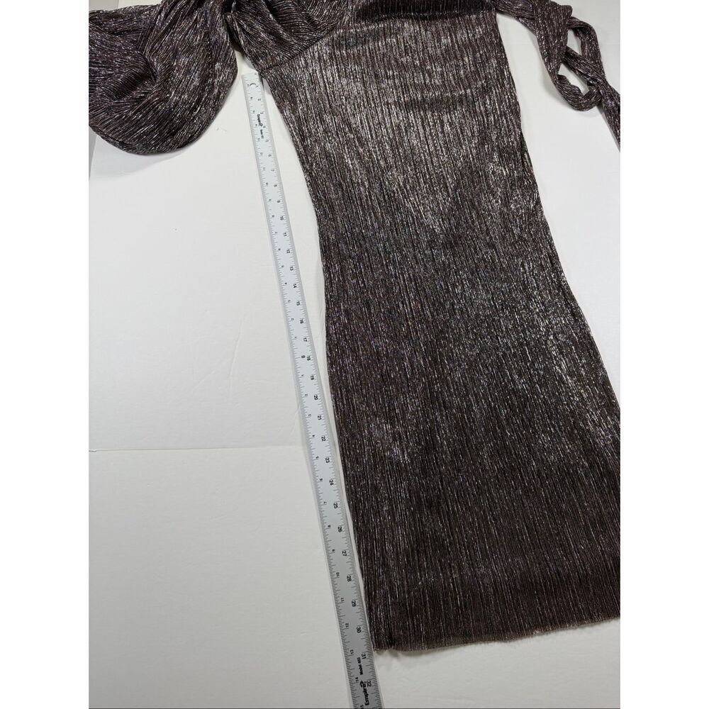1.STATE Womens Metallic One Shoulder Jumpsuit Wide Leg Bronze Evening Size Large - Picture 11 of 13